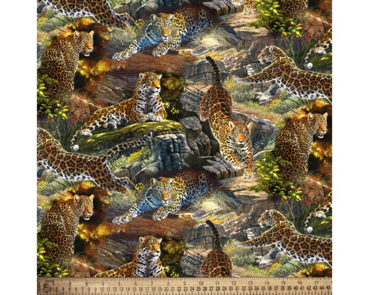 Leopard Jungle Cats Cotton Fabric| By the Yard | Sewing and Crafting | 44 inches wide